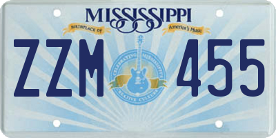 MS license plate ZZM455
