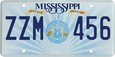 MS license plate ZZM456