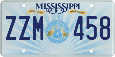 MS license plate ZZM458