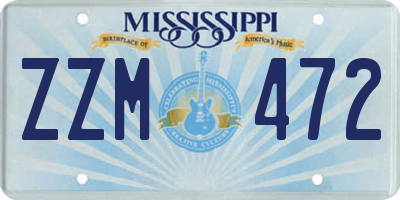 MS license plate ZZM472