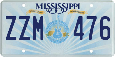 MS license plate ZZM476