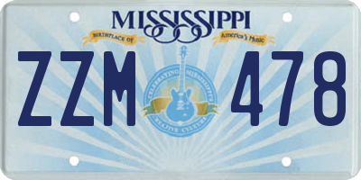 MS license plate ZZM478