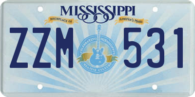 MS license plate ZZM531