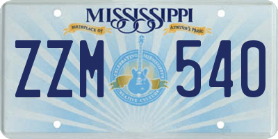 MS license plate ZZM540