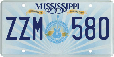 MS license plate ZZM580