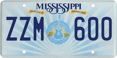 MS license plate ZZM600