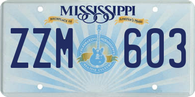 MS license plate ZZM603