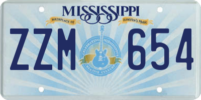 MS license plate ZZM654
