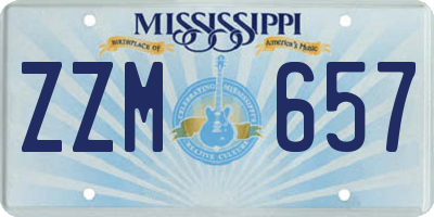 MS license plate ZZM657