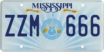 MS license plate ZZM666