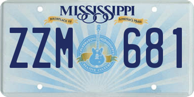 MS license plate ZZM681