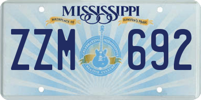 MS license plate ZZM692