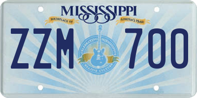 MS license plate ZZM700