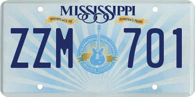 MS license plate ZZM701