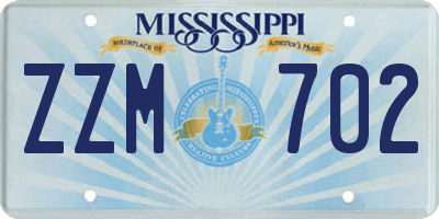 MS license plate ZZM702