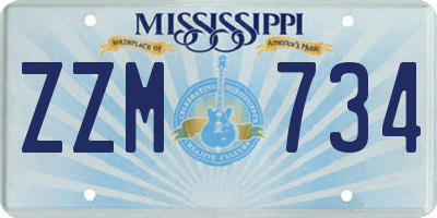 MS license plate ZZM734