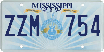 MS license plate ZZM754