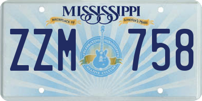 MS license plate ZZM758