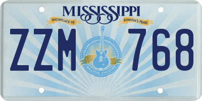 MS license plate ZZM768