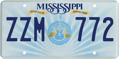 MS license plate ZZM772