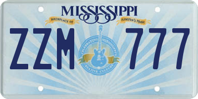 MS license plate ZZM777