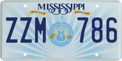 MS license plate ZZM786