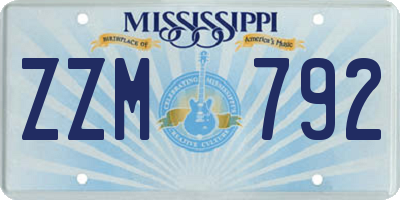 MS license plate ZZM792