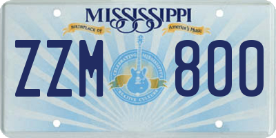 MS license plate ZZM800