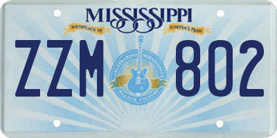MS license plate ZZM802