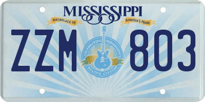 MS license plate ZZM803