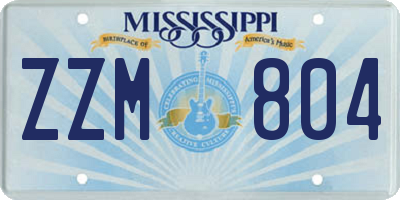 MS license plate ZZM804