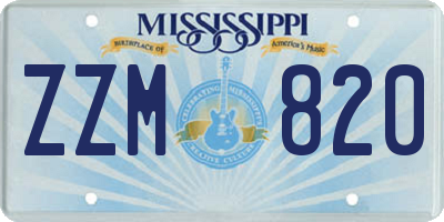 MS license plate ZZM820