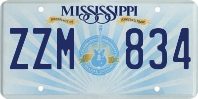 MS license plate ZZM834