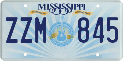 MS license plate ZZM845