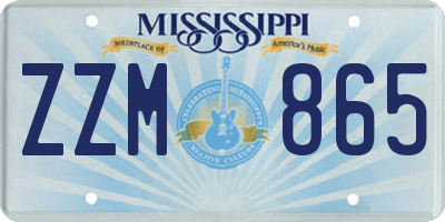 MS license plate ZZM865