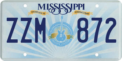 MS license plate ZZM872