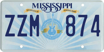 MS license plate ZZM874