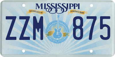 MS license plate ZZM875
