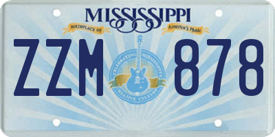 MS license plate ZZM878