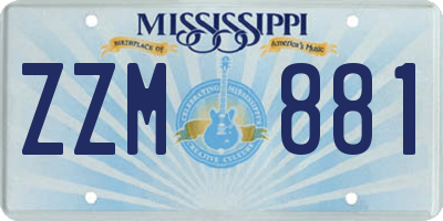MS license plate ZZM881