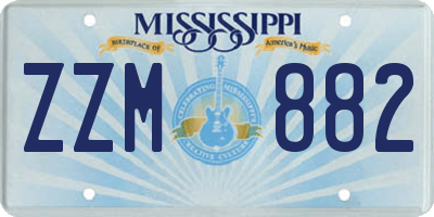 MS license plate ZZM882