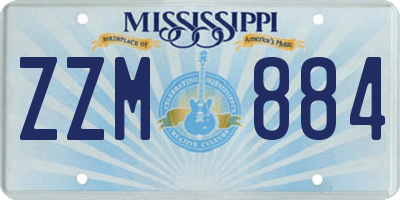 MS license plate ZZM884