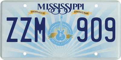 MS license plate ZZM909