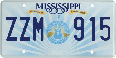 MS license plate ZZM915