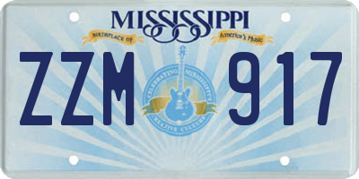 MS license plate ZZM917