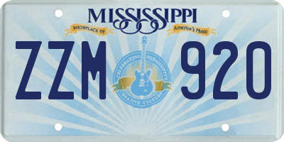 MS license plate ZZM920