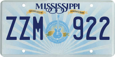MS license plate ZZM922
