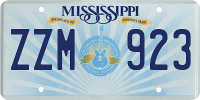 MS license plate ZZM923