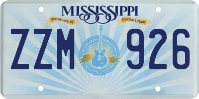 MS license plate ZZM926