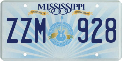 MS license plate ZZM928